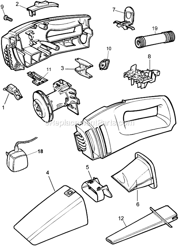Page A Diagram and Parts List for DB550  Black and Decker Hand Vacuum